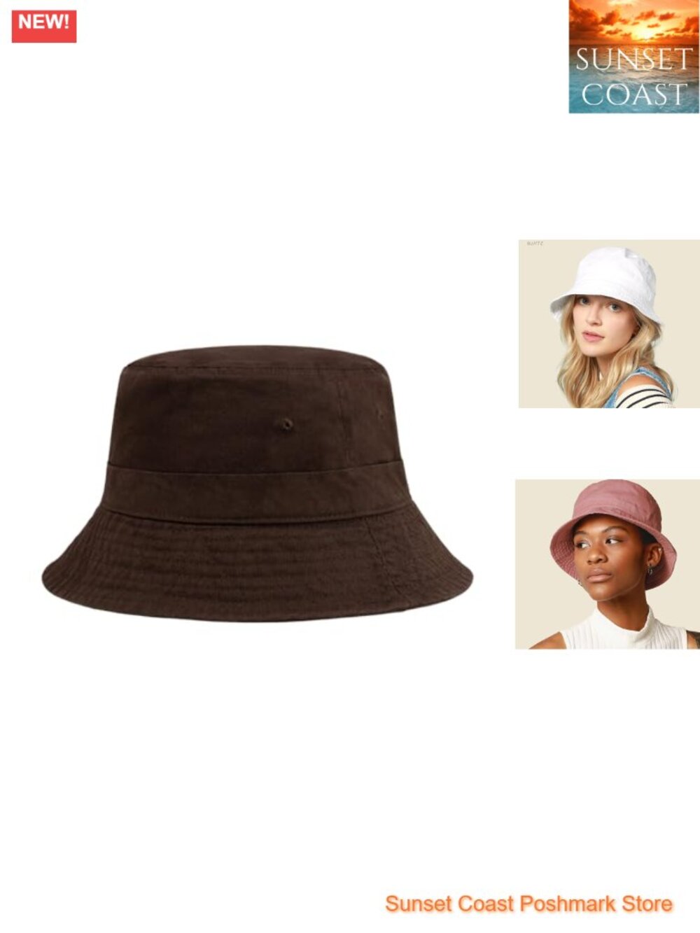 Cotton Bucket Hat UPF 50+ Sun Hat Adjustable Beach Golf Fishing